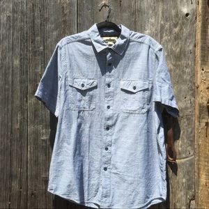 Woolrich Blue Atlas Short  Sleeve Button Up Shirt